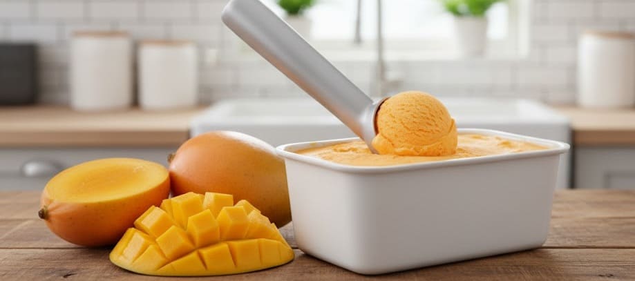 ايس كريم مانجو بالكريم شانتيه والسيرب