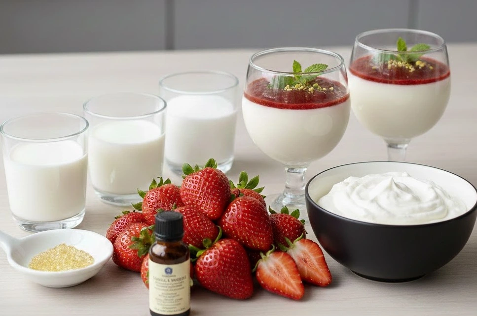  باناكوتا الفراولة (أى فاكهة )