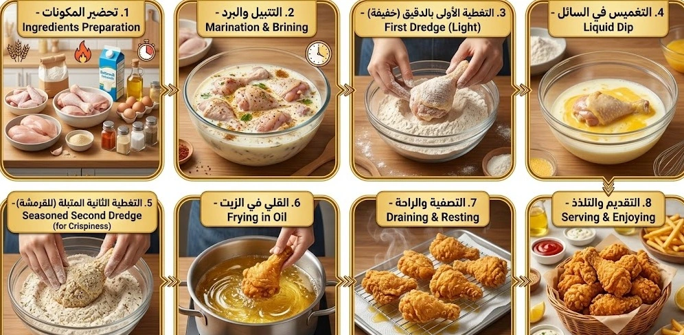 طريقة عمل الفرايد تشيكن المقرمش في البيت بتتبيلة سرية وقرمشة ذهبية