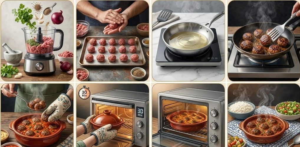  أسرار طريقة عمل طاجن كرات اللحم بصلصة الطماطم فى الفرن 