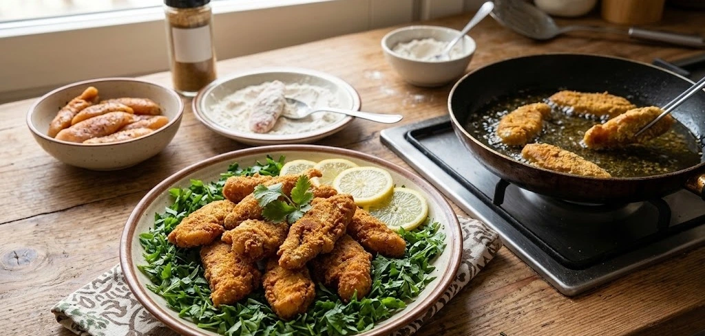 طريقة عمل بطارخ السمك المرملة و المقلية بتتبيلة الشيف السرية