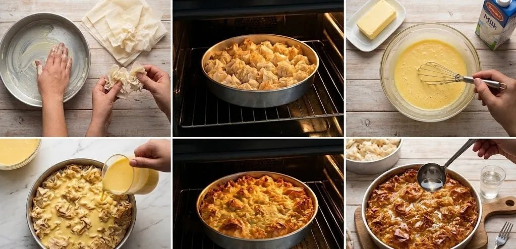 طريقة عمل كيكة الجلاش بالكاسترد بدون بيض المذهلة