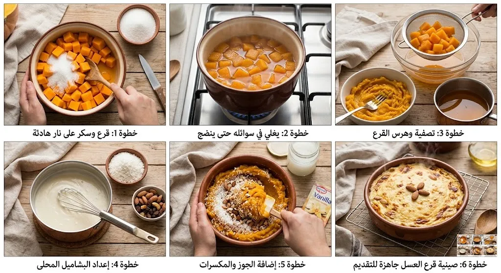 طريقة عمل صينية قرع العسل بالبشاميل الحلو خطوة بخطوة للمبتدئين