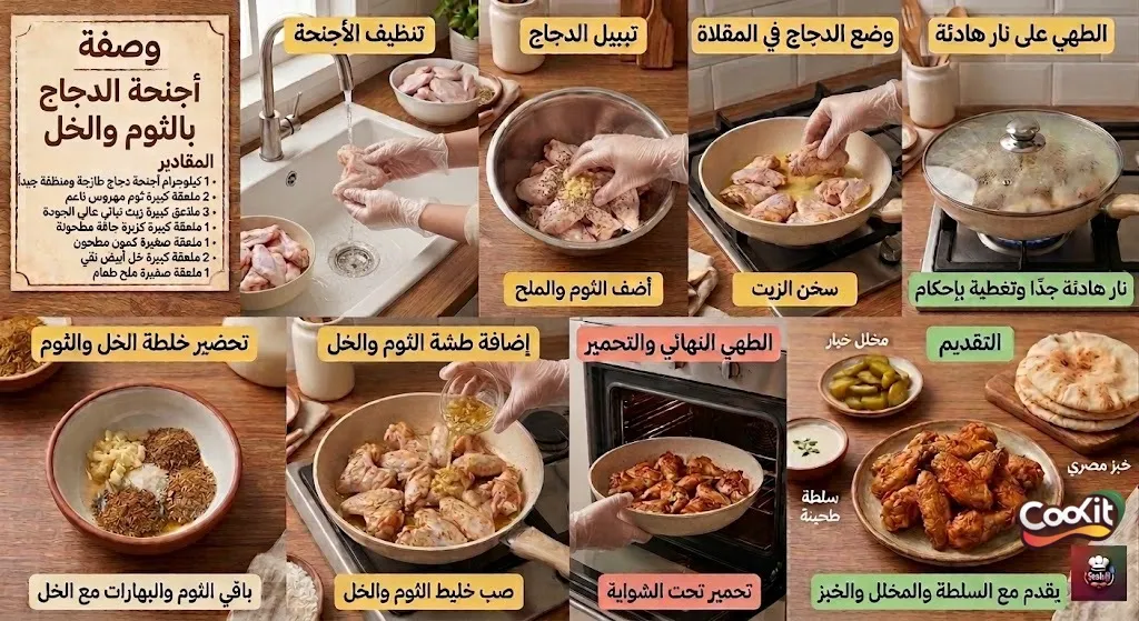 أسرار طهي طريقة عمل أجنحة الدجاج بالثوم والكزبرة بدون ماء على نار هادئة