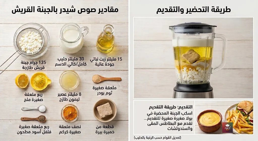أسهل طريقة لعمل صوص الجبن الشيدر من الجبن القريش بقوام كريمى وناعم