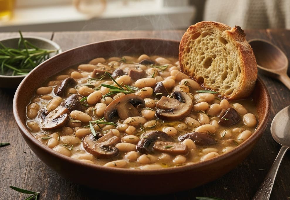 فاصوليا بيضاء مع المشروم والروزماري