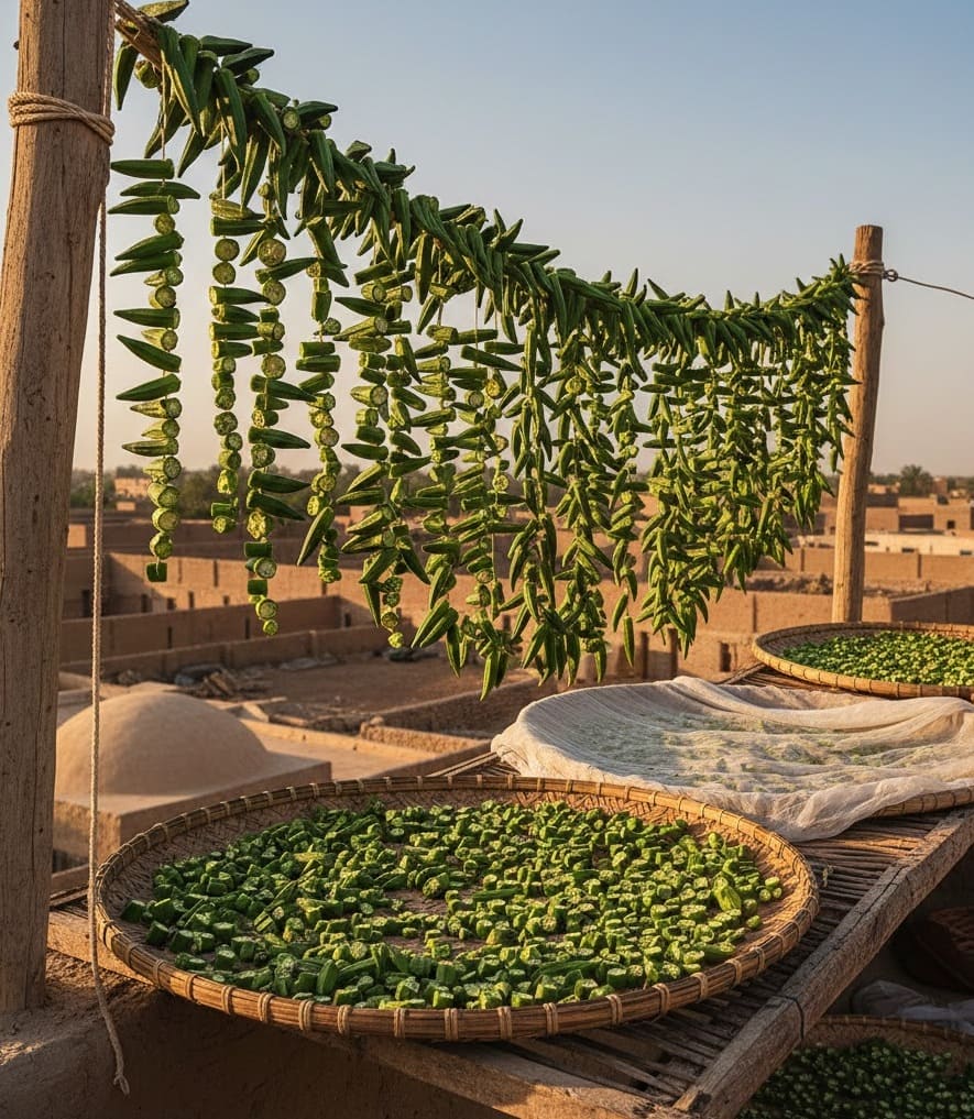 تجفيف البامية( الطريقة التقليدية )