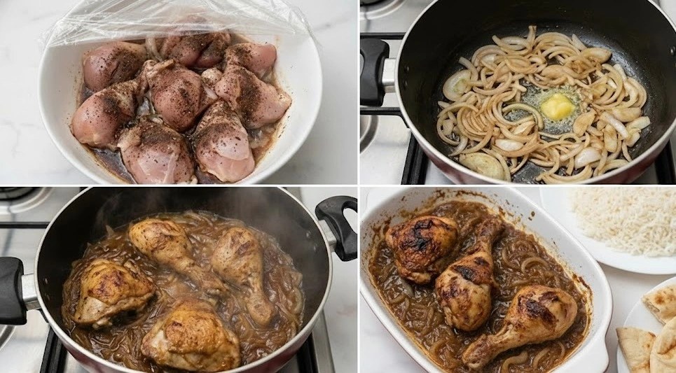 دجاج بالبصل والتوابل 