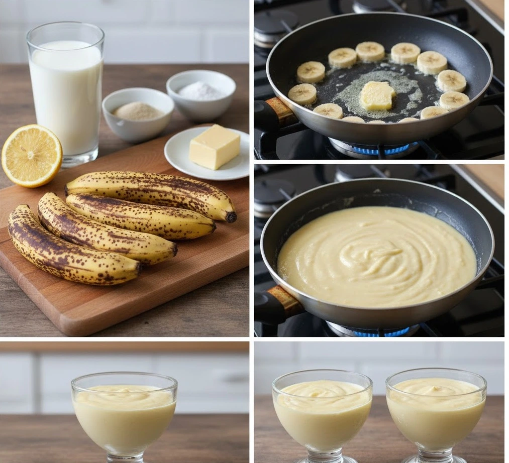 كريمة الموز بدون بيض 