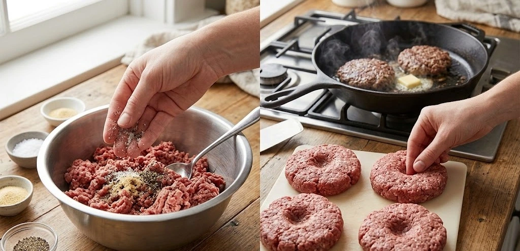 طريقة عمل برجر اللحم الصافي في المنزل خطوة بخطوة