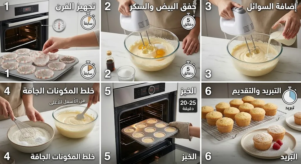 سر احتراف طريقة عمل كب كيك بدقيق الأرز الهش والمثالي (خالي من الجلوتين)