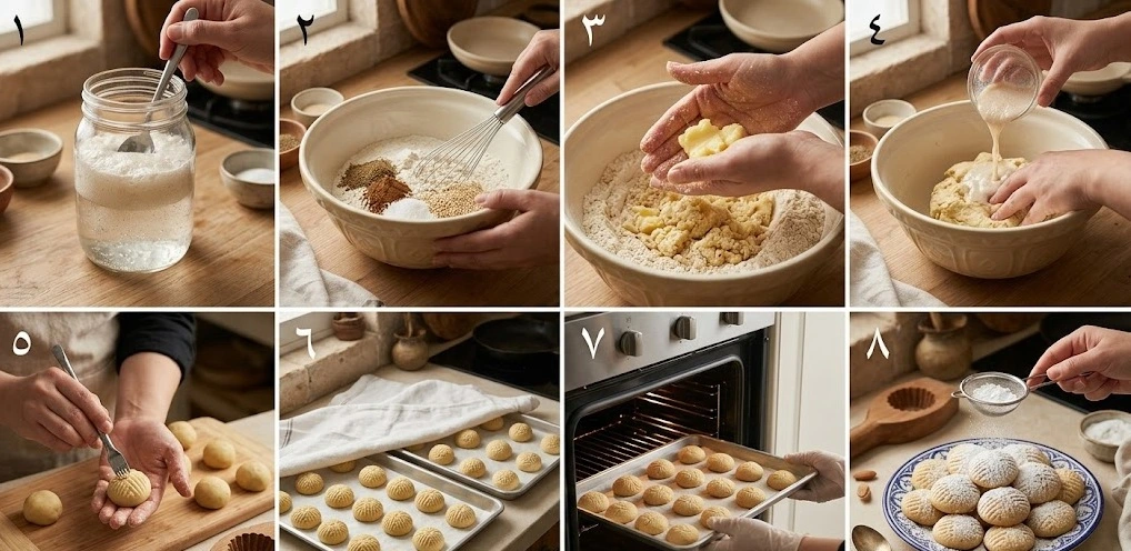 الأسرار المهنية في طريقة عمل كحك العيد الناعم السادة بخطوات بسيطة بطريقة السمن البارد