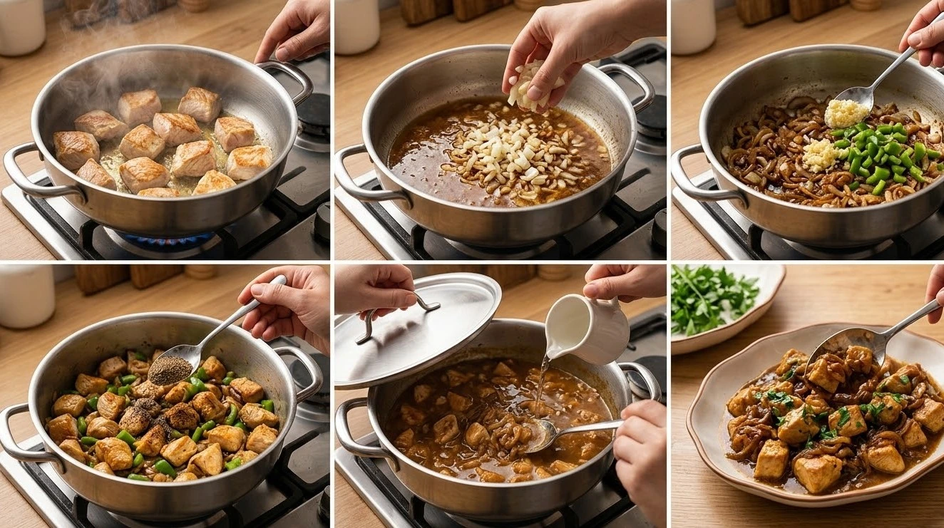 طريقة عمل كباب حلة دجاج رومي (صدور) بصوص بني غني