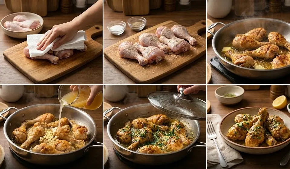 دبابيس الدجاج المشوحة بصوص الثوم والليمون