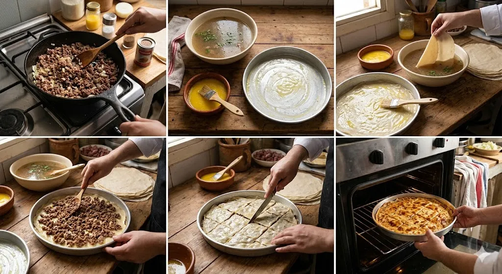 طريقة عمل الرقاق المصري باللحمة المفرومة الأصلي في الفرن