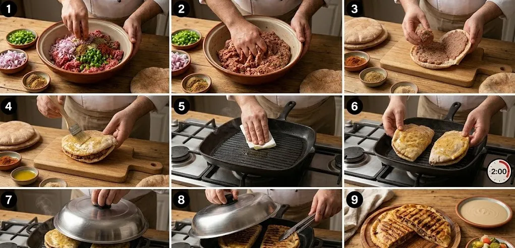 طريقة عمل الحواوشي المصري على الجريل لنتيجة مقرمشة وسريعة