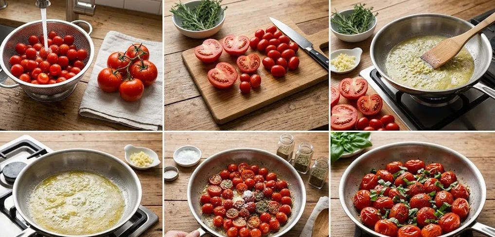 طريقة عمل طماطم سوتيه بالزبدة والثوم والأعشاب على الطريقة الفرنسية