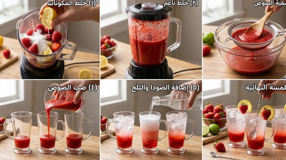 موهيتو الفراولة بماء الصودا: الطريقة الأصلية لعصير صيفي بارد ومنعش
