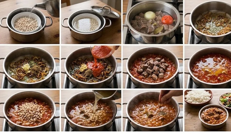 سر طريقة عمل فاصوليا الأفراح البيضاء المصرية باللحم على الطريقة الصعيدية الأصلية