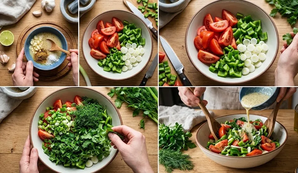 أقوى سلطة منعشة لحر الصيف. طريقة عمل سلطة الخضروات الورقية بالثوم والليمون بخطوات بسيطة