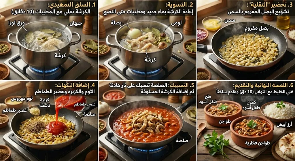 طريقة عمل كمونية الكرشة المصرية على أصولها بالصلصة والبصل والثوم
