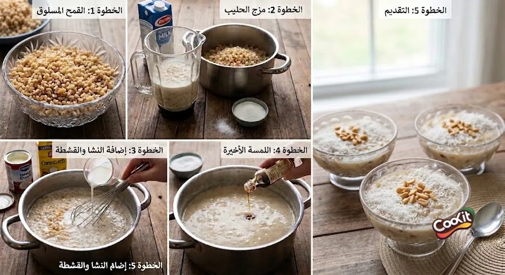 طريقة عمل العشوراء المصرية زى المحلات خطوة بخطوة بطعم كريمي غني