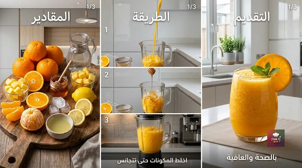 طريقة عمل عصير البرتقال بالشهد خطوة بخطوة للانعطاش والإنعاش