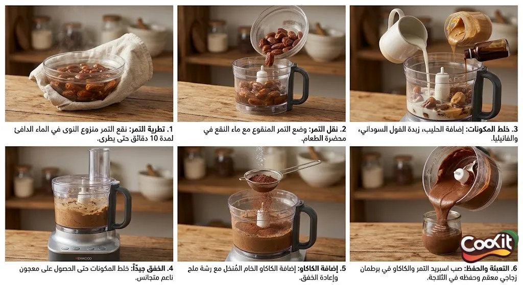 طريقة عمل اسبريد التمر والكاكاو الصحي والمغذي بخطوات سهلة