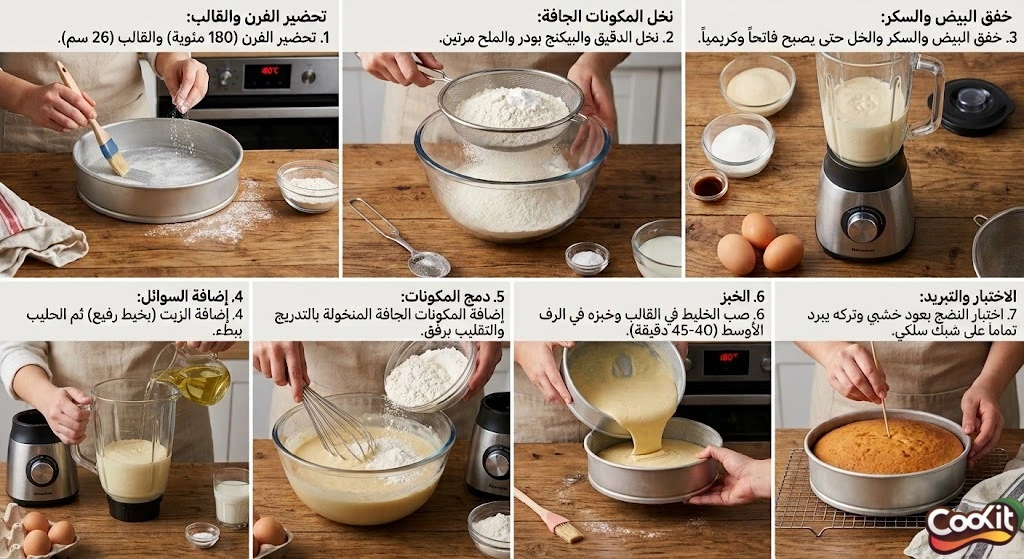 طريقة عمل كيك الأمهات الإسفنجي الهش بالحليب بخطوات مضبوطة ولذيذة