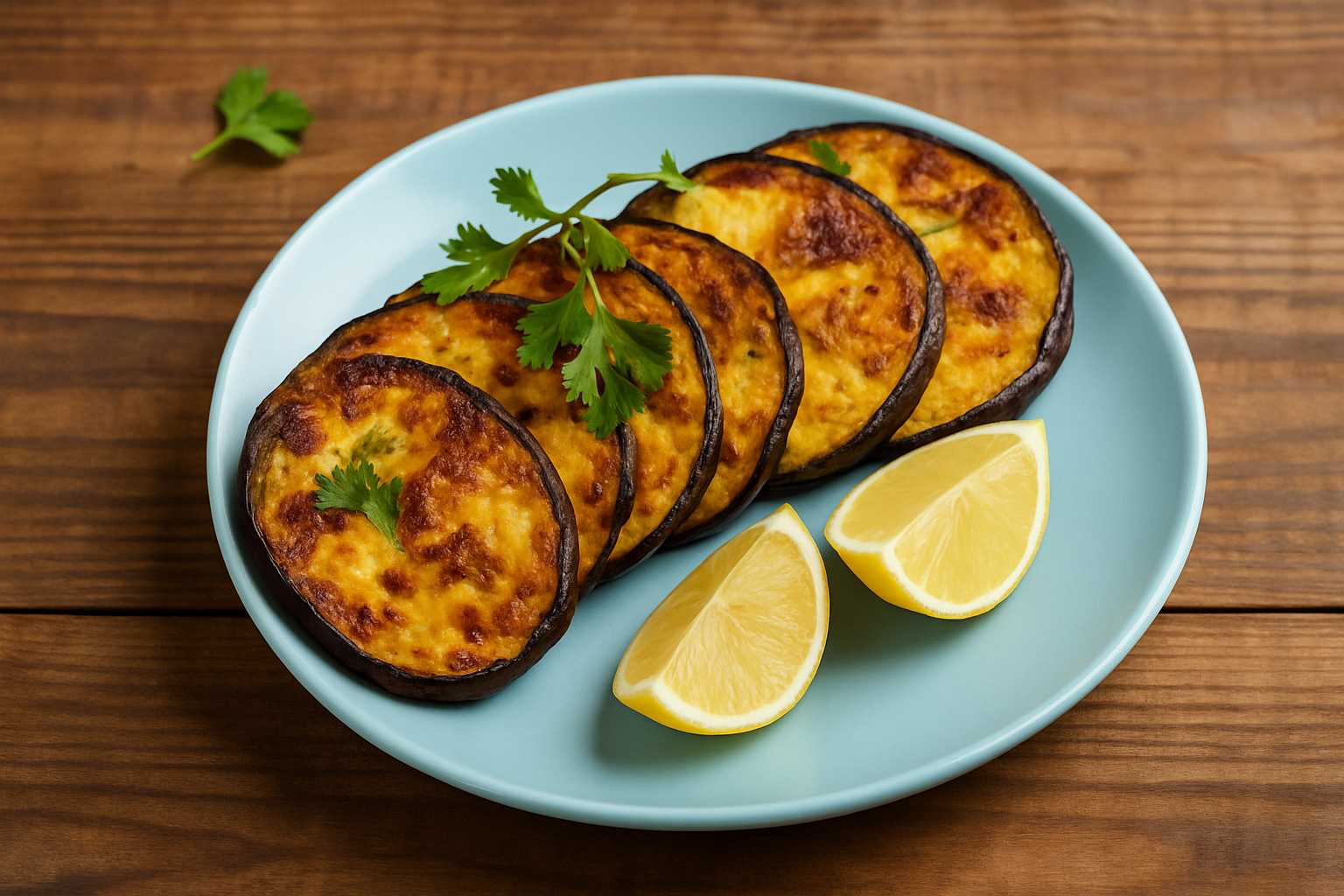 باذنجان مقلى ومتبل بالليمون 