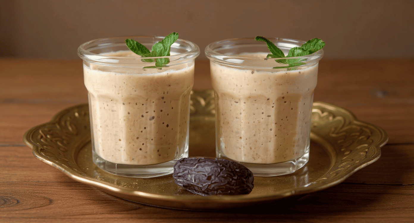 عصير تمر باللبن والقرفة