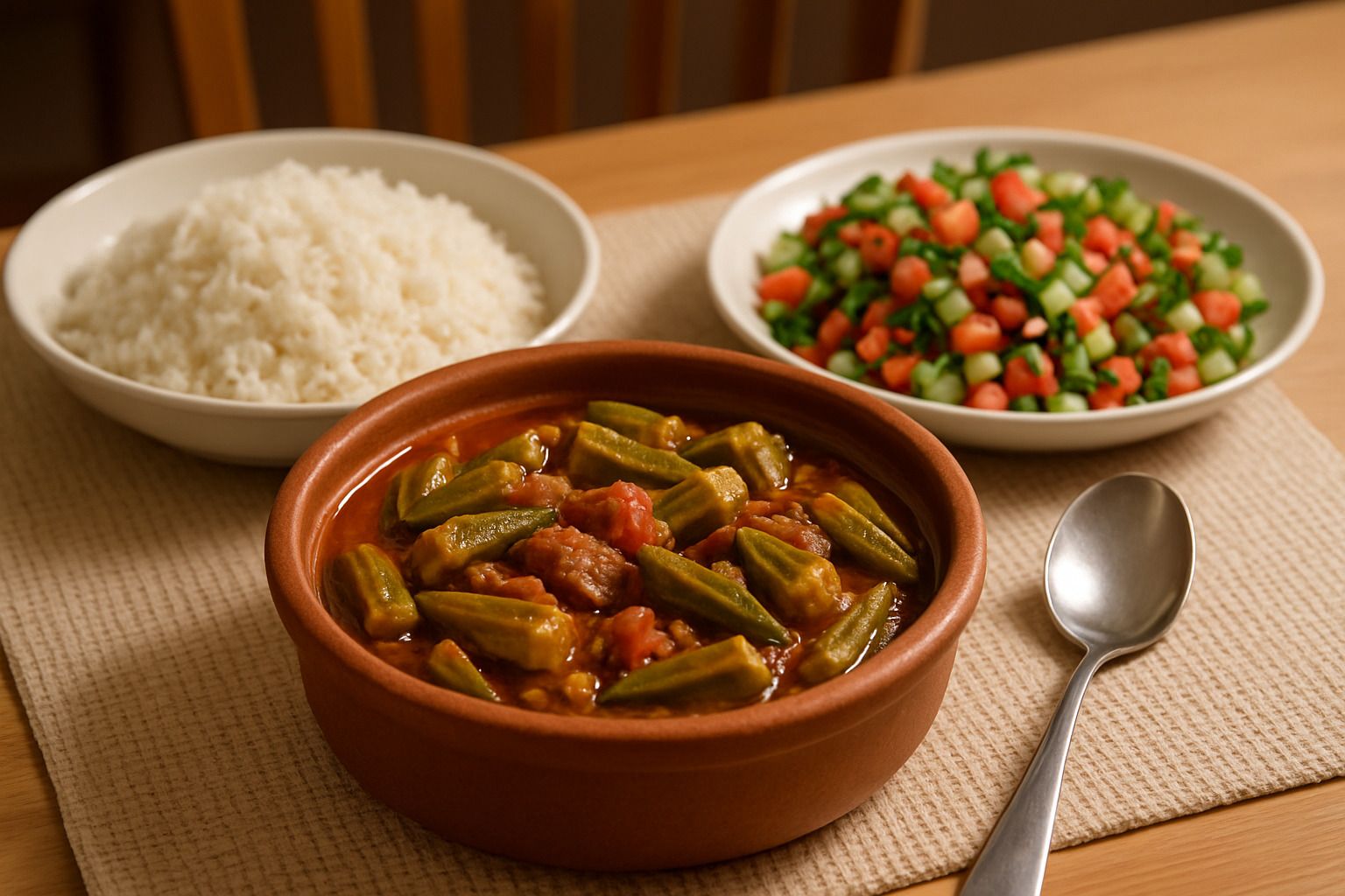 طاجن بامية باللحمة 