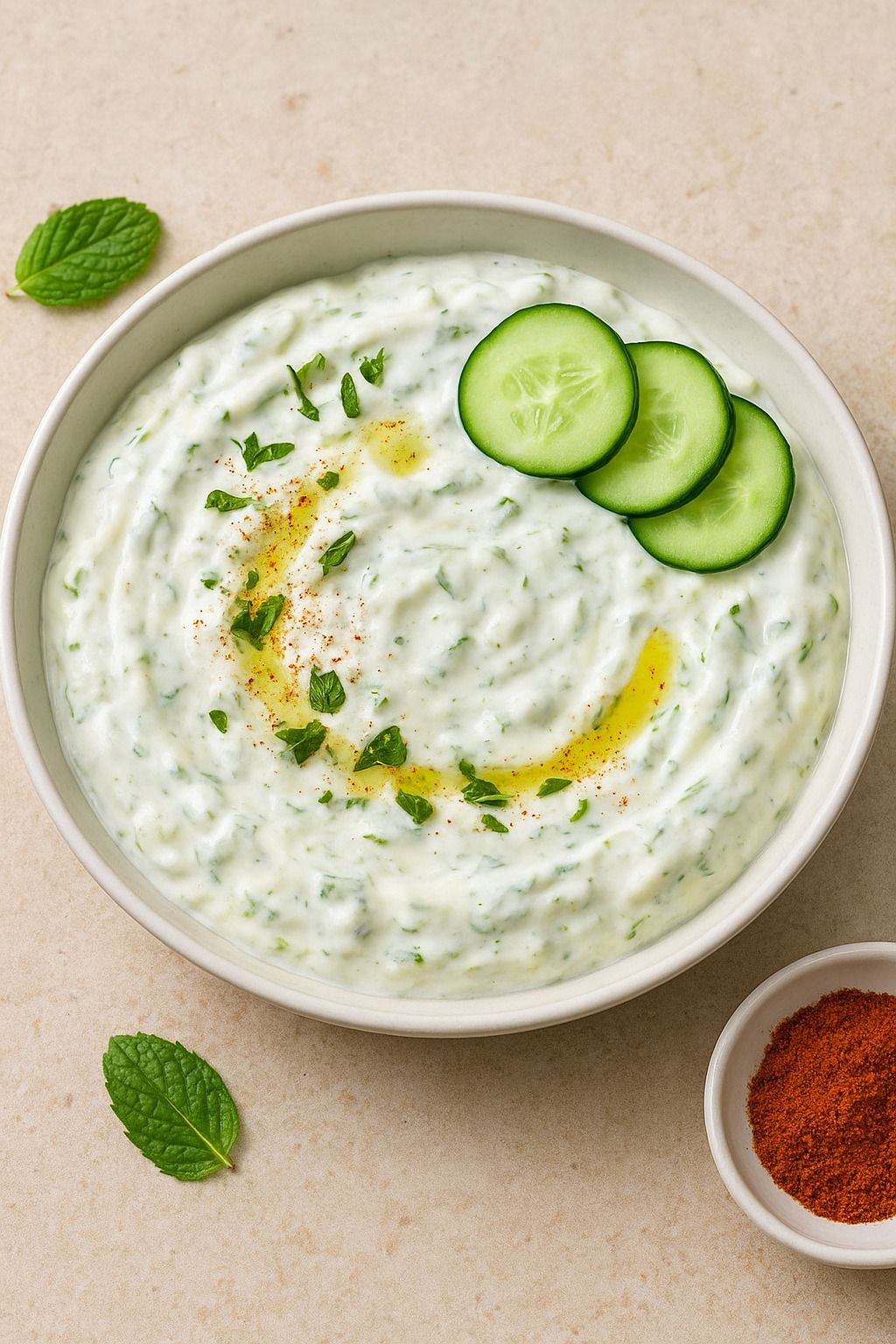 سلطة الزبادى بالخيار والطحينة